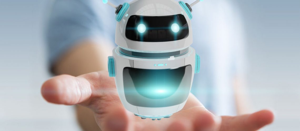 93256030 - businessman on blurred background using digital chatbot robot application 3d rendering