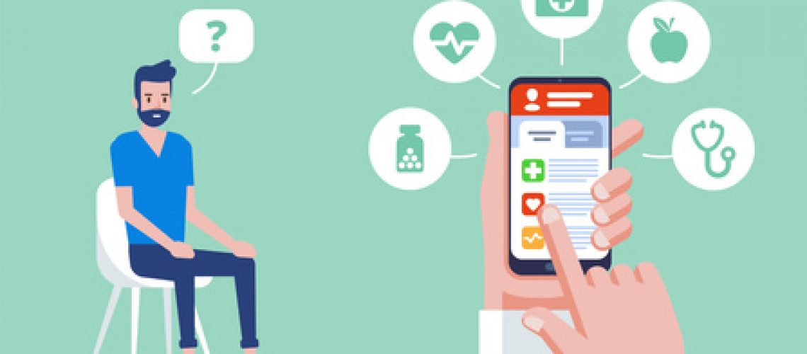 Online medicine. Doctor online concept with icons set. Doctor's appointment. The concept of online pharmacy. Vector flat  illustration.